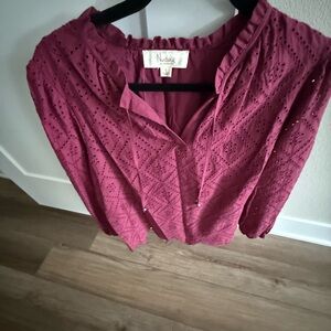 Nurture by Lamaze Women's Burgundy Eyelet Blouse